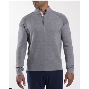 KJUS Men's Kulm Half-Zip Merino Wool Blend Sweater Size 54/XL Gray Golf Career